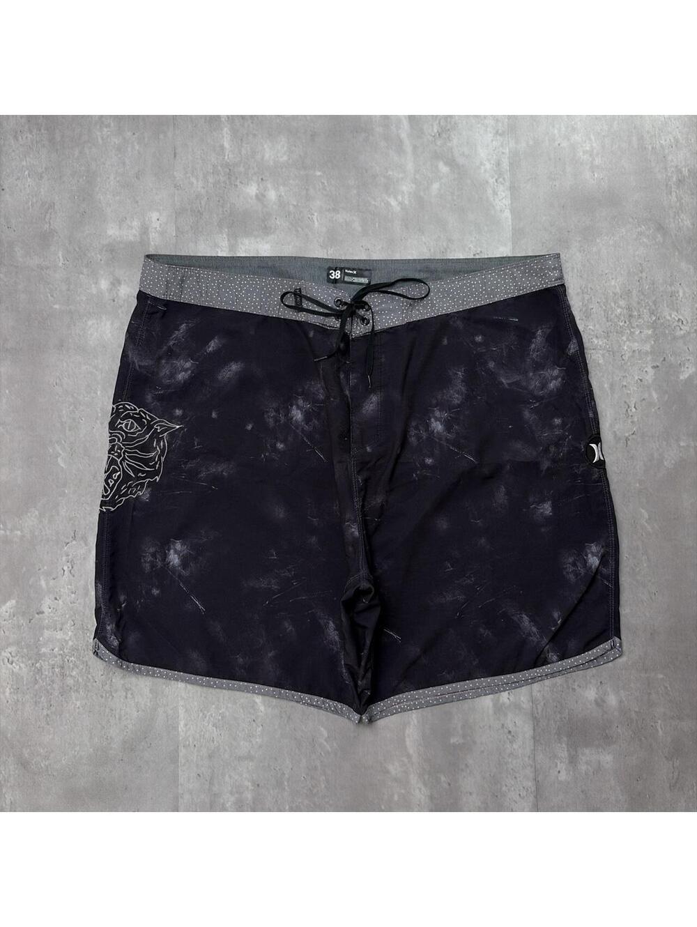 Y2K Black Hurley Surf Grunge Gothic Board Shorts